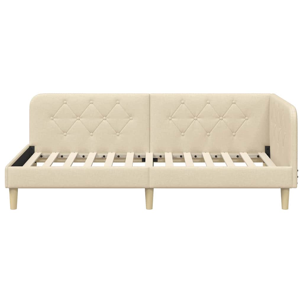 Cadre de lit d'angle Crème 90 x 200 cm tissu - XIOS