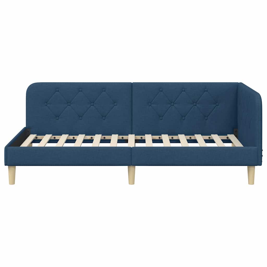 Cadre de lit d'angle Bleu 90 x 200 cm tissu - XIOS