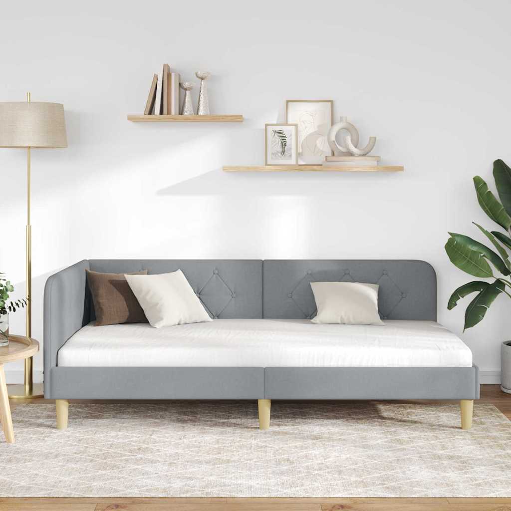 Cadre de lit d'angle Gris clair 100 x 200 cm tissu - XIOS