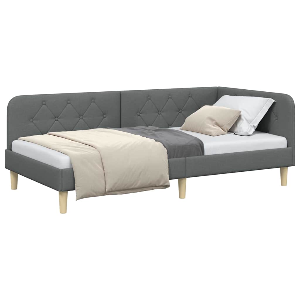 Cadre de lit d'angle Gris foncé 100 x 200 cm tissu - XIOS