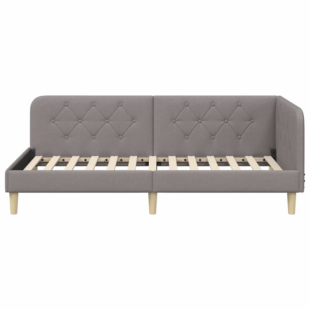 Cadre de lit d'angle Taupe 100 x 200 cm tissu - XIOS