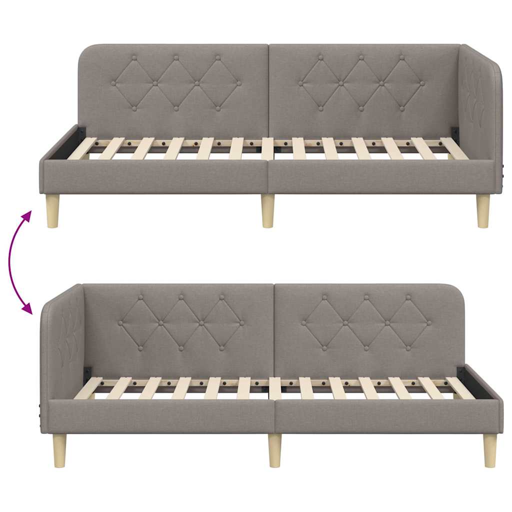 Cadre de lit d'angle Taupe 100 x 200 cm tissu - XIOS