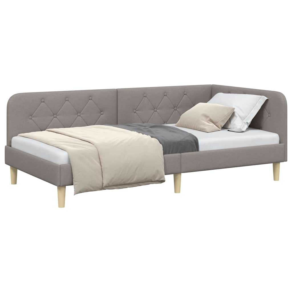 Cadre de lit d'angle Taupe 100 x 200 cm tissu - XIOS