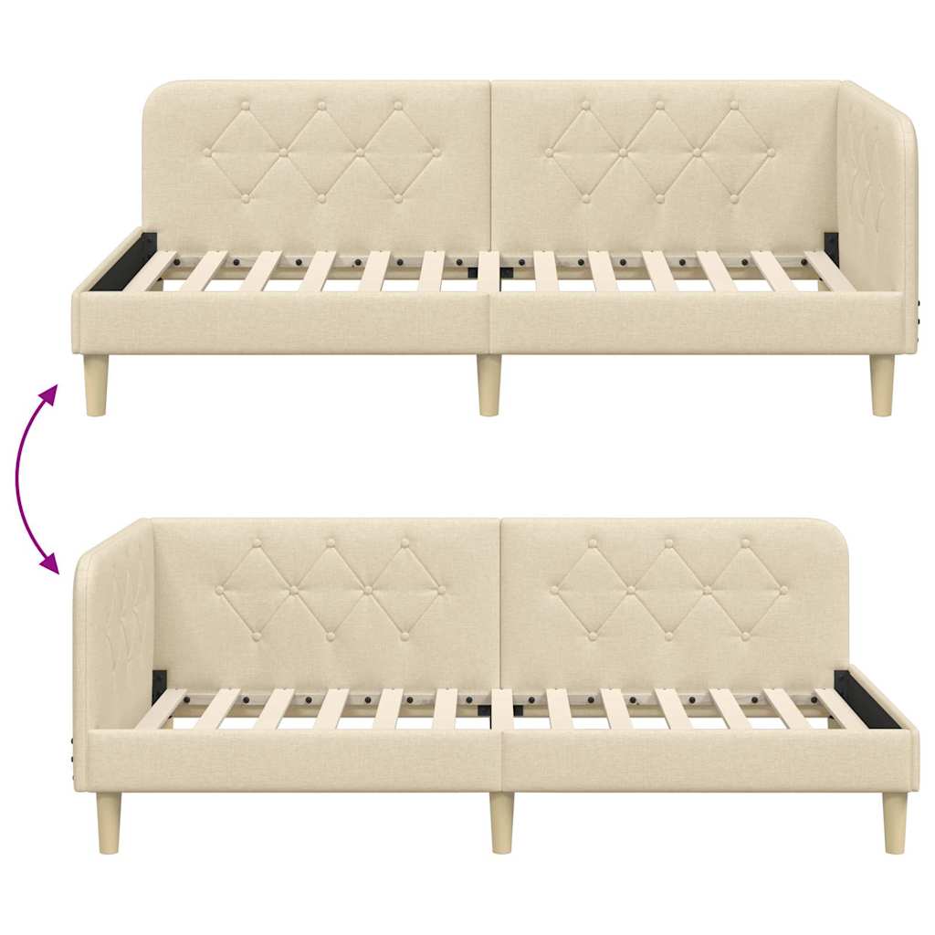 Cadre de lit d'angle Crème 100 x 200 cm tissu - XIOS