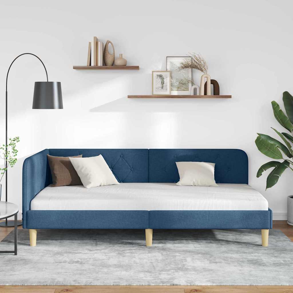 Cadre de lit d'angle Bleu 100 x 200 cm tissu - XIOS