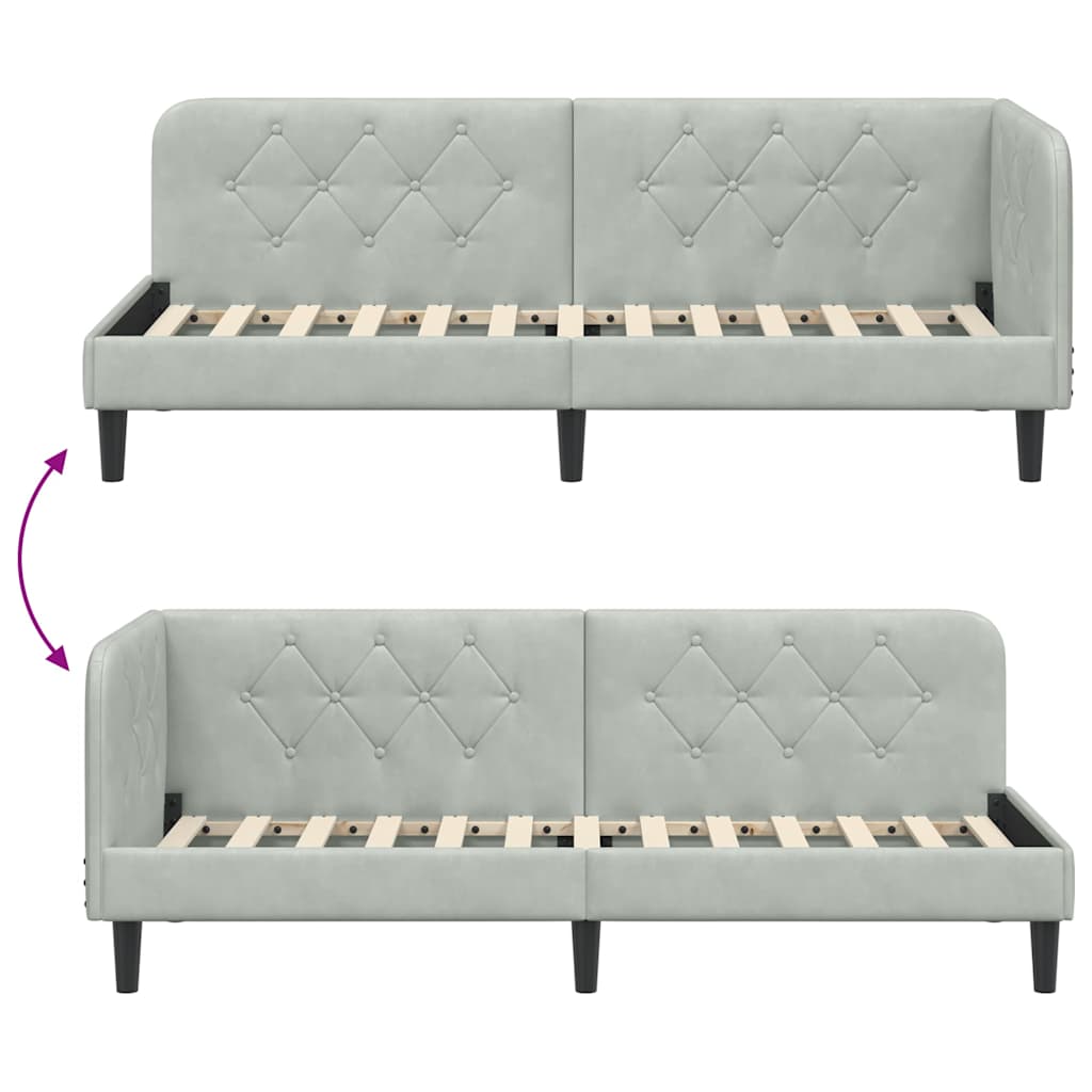 Cadre de lit d'angle Gris clair 80 x 200 cm Velours - XIOS