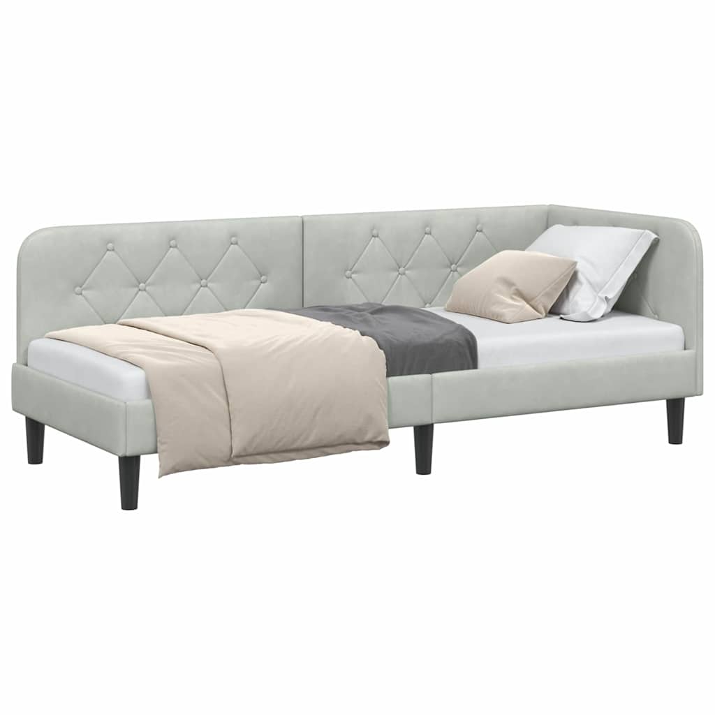 Cadre de lit d'angle Gris clair 80 x 200 cm Velours - XIOS