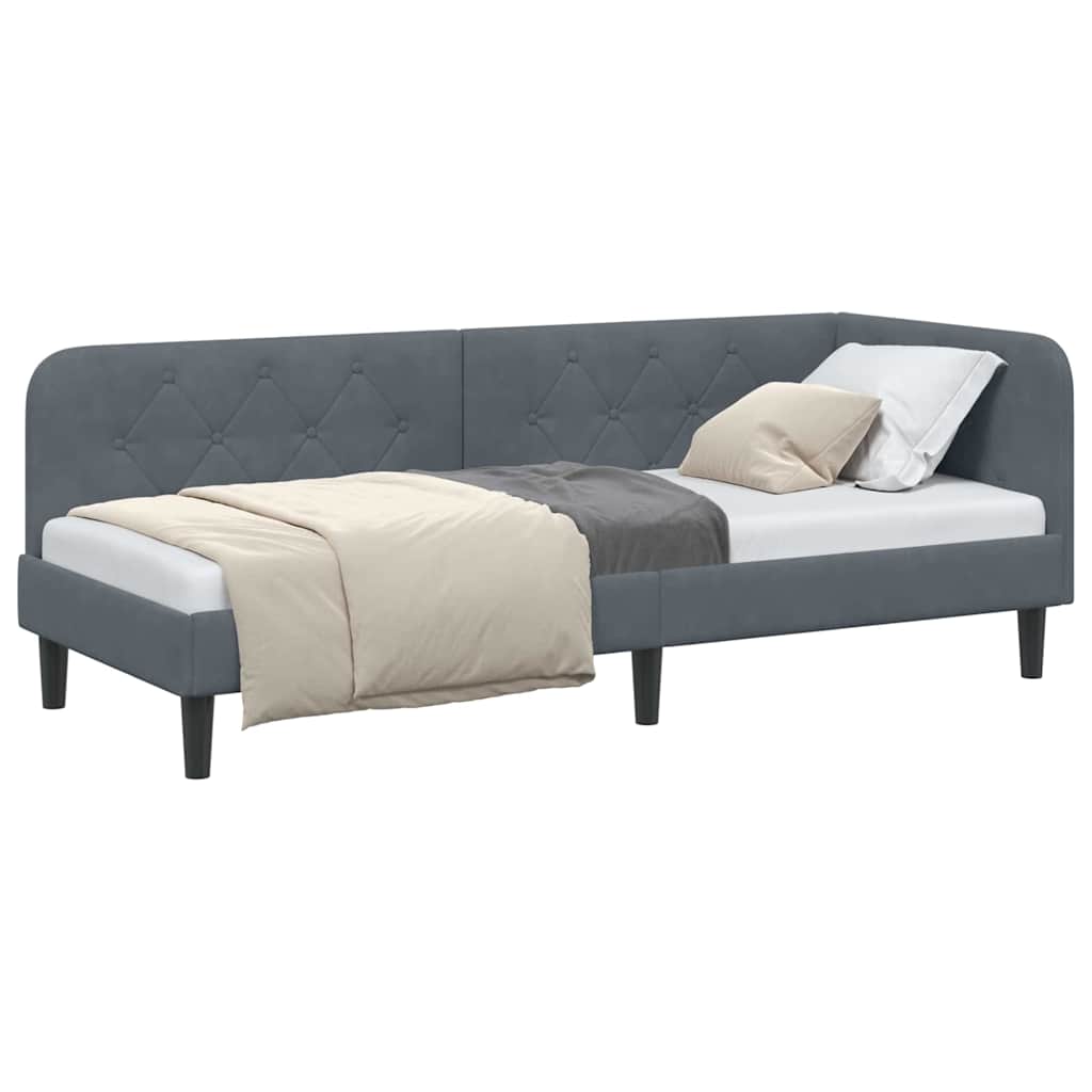 Cadre de lit d'angle Gris foncé 80 x 200 cm Velours - XIOS