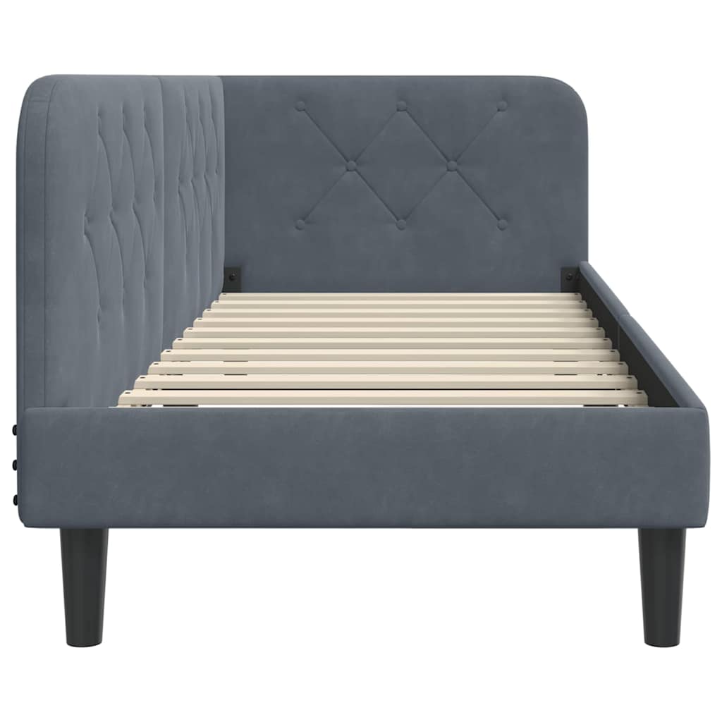 Cadre de lit d'angle Gris foncé 80 x 200 cm Velours - XIOS