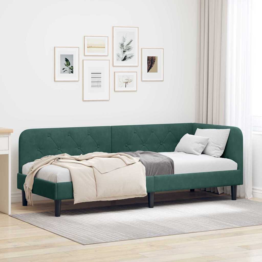 Cadre de lit d'angle Vert foncé 80 x 200 cm Velours - XIOS
