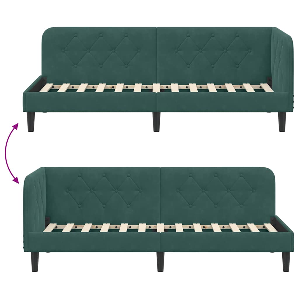 Cadre de lit d'angle Vert foncé 80 x 200 cm Velours - XIOS