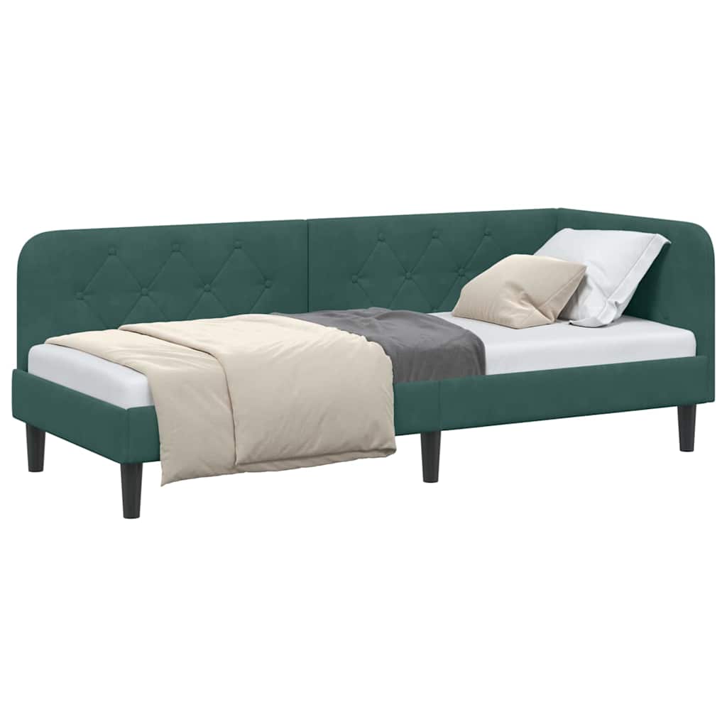Cadre de lit d'angle Vert foncé 80 x 200 cm Velours - XIOS