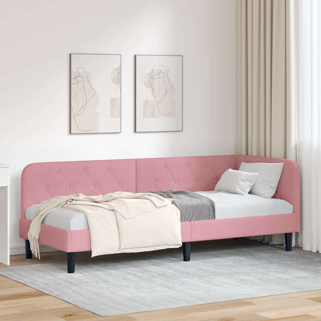 Cadre de lit d'angle Rose 80 x 200 cm Velours - XIOS