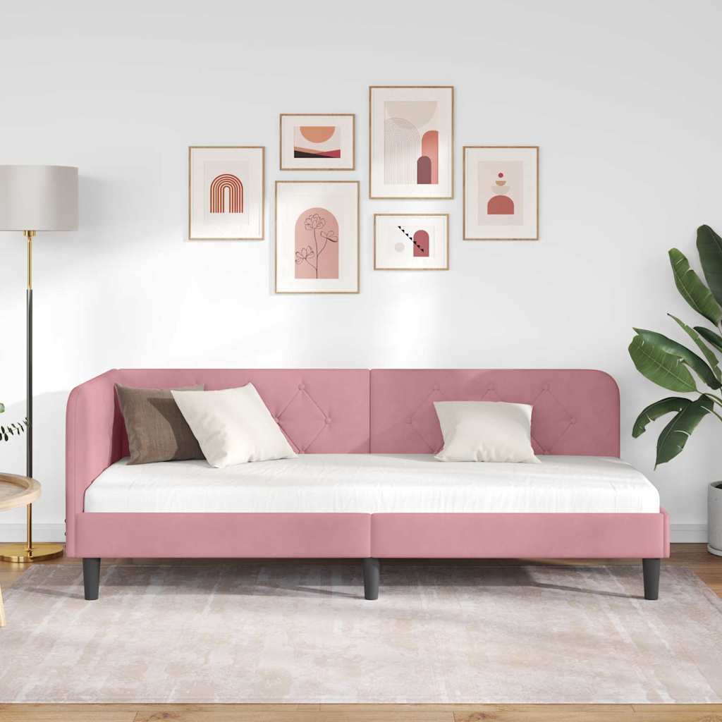 Cadre de lit d'angle Rose 80 x 200 cm Velours - XIOS