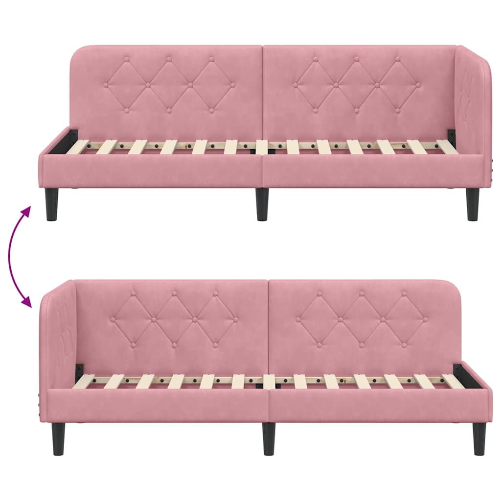 Cadre de lit d'angle Rose 80 x 200 cm Velours - XIOS