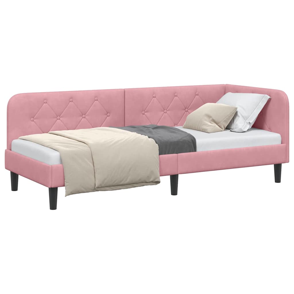 Cadre de lit d'angle Rose 80 x 200 cm Velours - XIOS