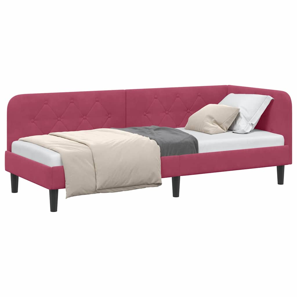 Cadre de lit d'angle Bordeaux 80 x 200 cm Velours - XIOS