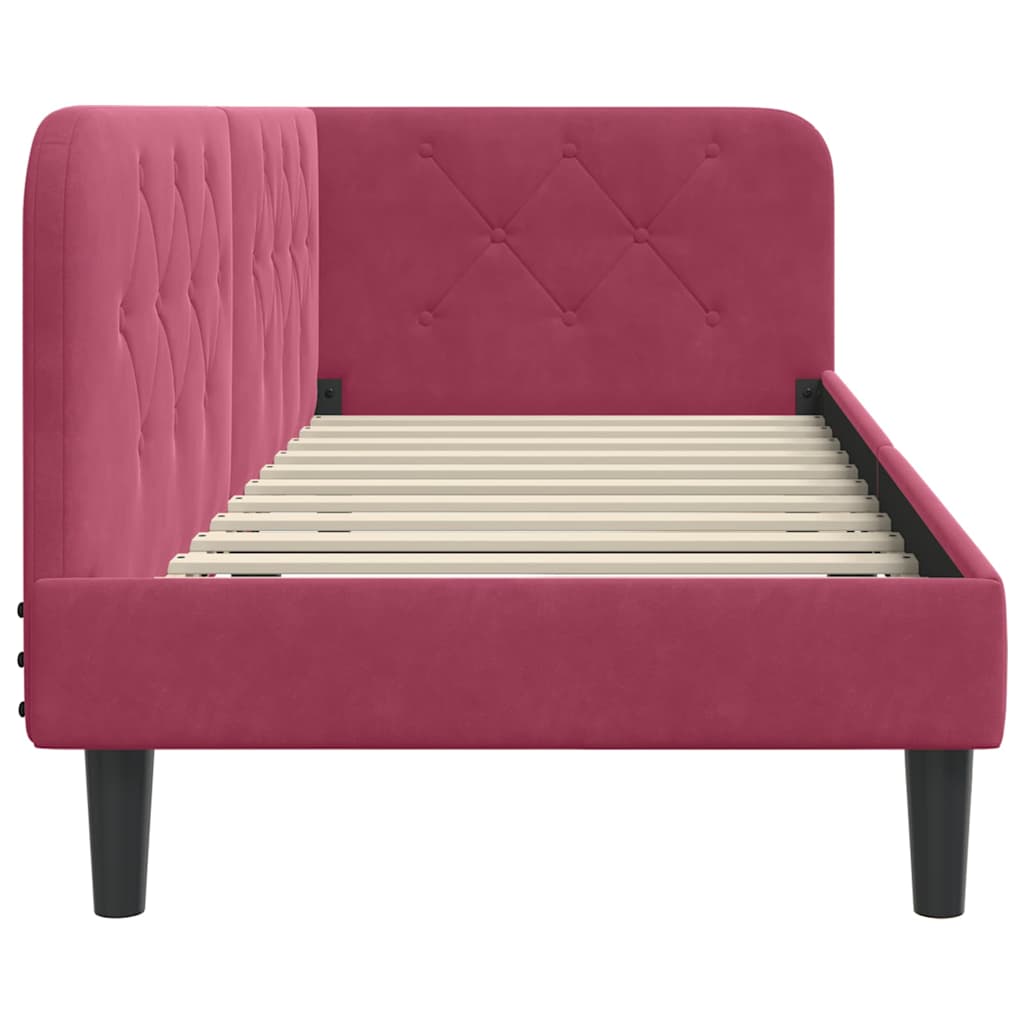 Cadre de lit d'angle Bordeaux 80 x 200 cm Velours - XIOS