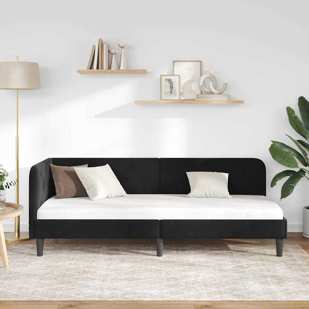 Cadre de lit d'angle Noir 80 x 200 cm Velours - XIOS