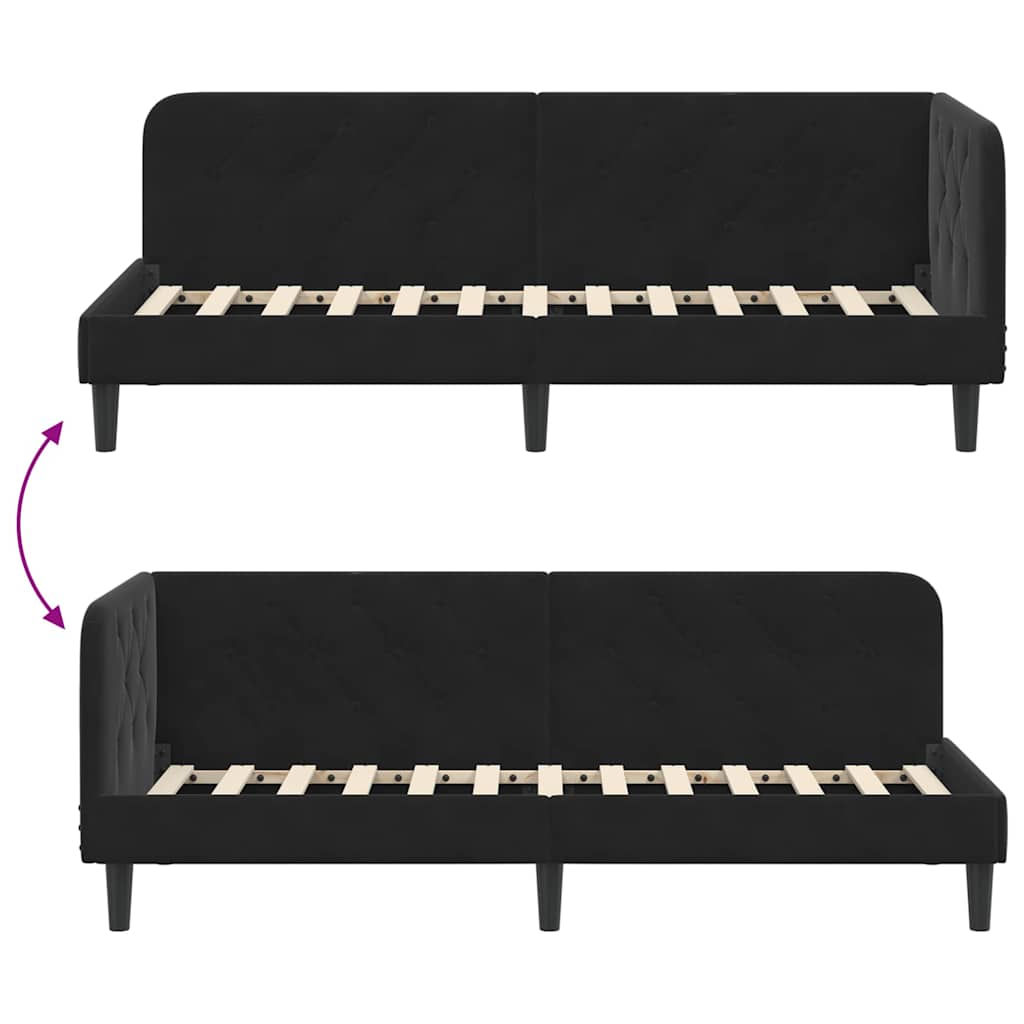 Cadre de lit d'angle Noir 80 x 200 cm Velours - XIOS