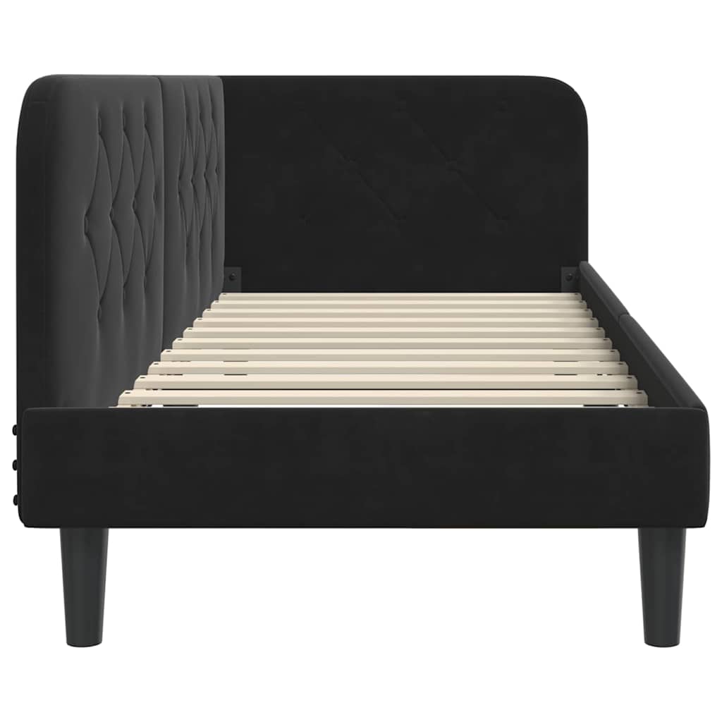 Cadre de lit d'angle Noir 80 x 200 cm Velours - XIOS