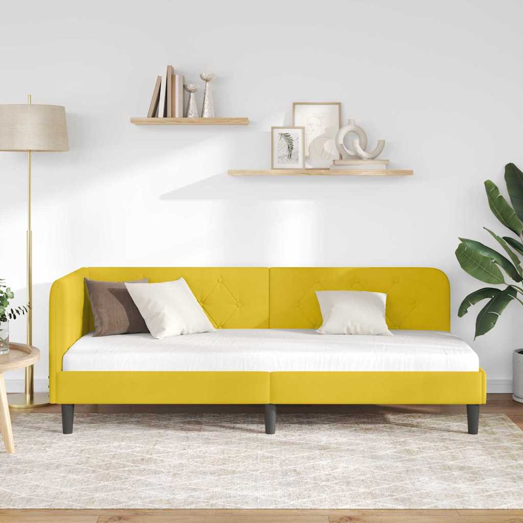 Cadre de lit d'angle Jaune 80 x 200 cm Velours - XIOS