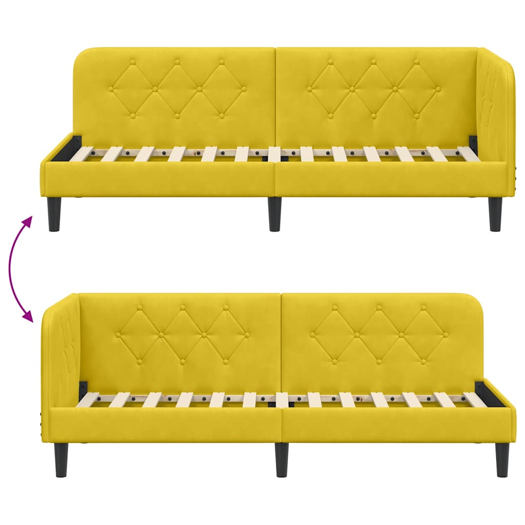 Cadre de lit d'angle Jaune 80 x 200 cm Velours - XIOS