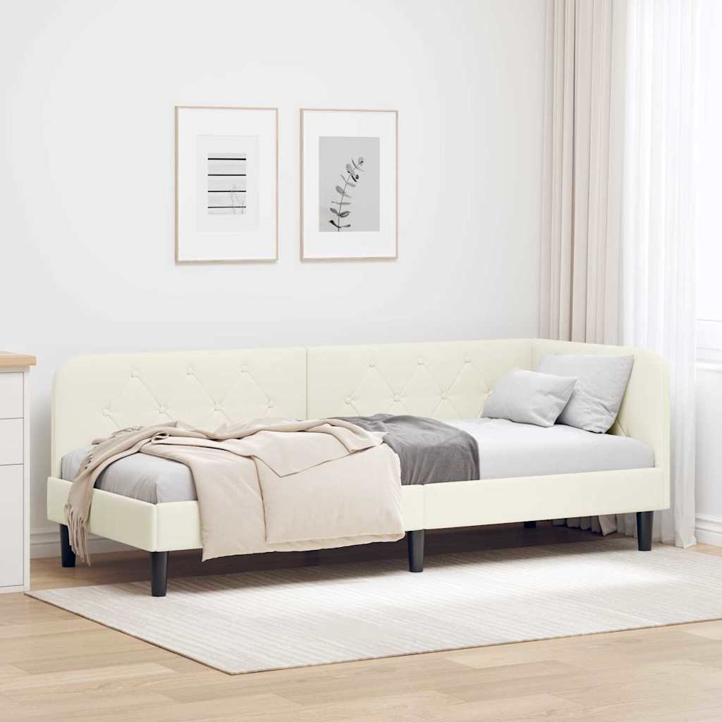 Cadre de lit d'angle Crème 80 x 200 cm Velours - XIOS