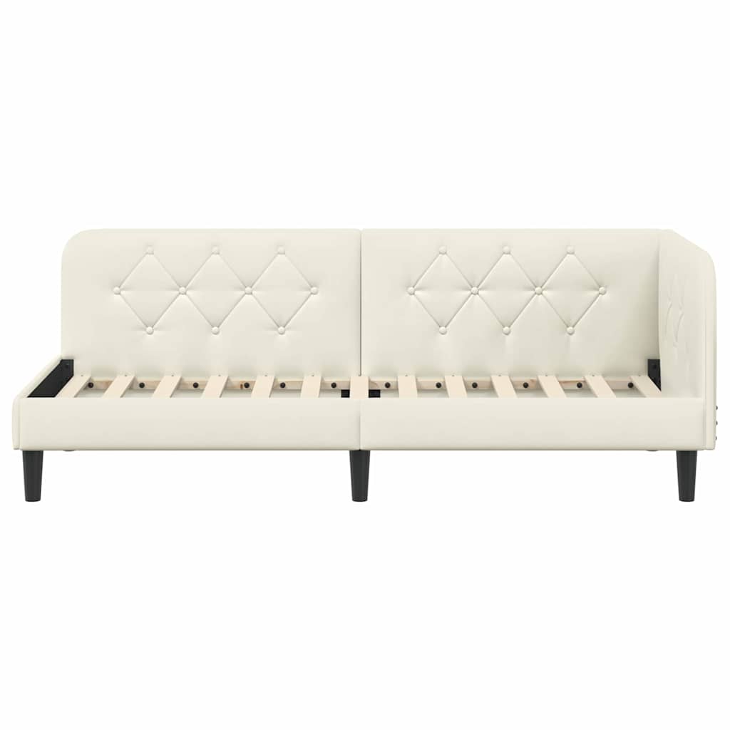 Cadre de lit d'angle Crème 80 x 200 cm Velours - XIOS