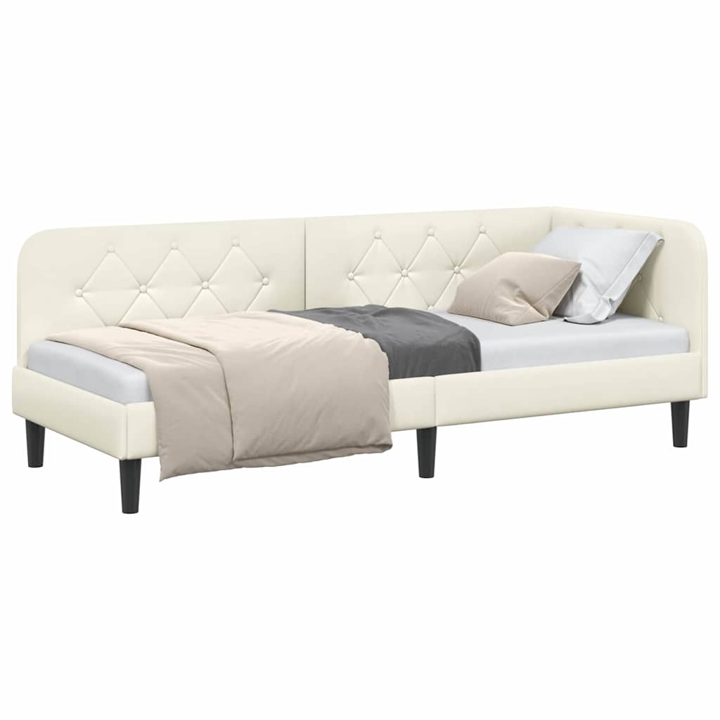 Cadre de lit d'angle Crème 80 x 200 cm Velours - XIOS