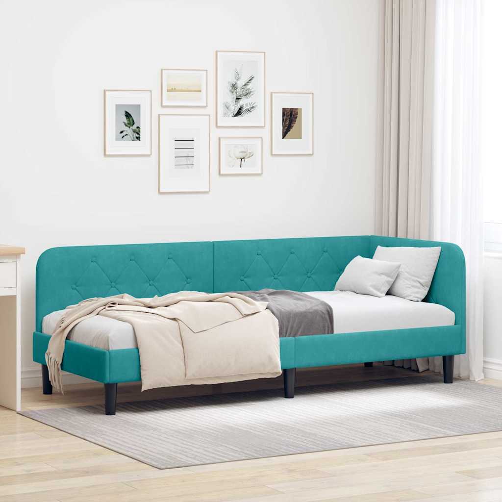 Cadre de lit d'angle Turquoise 80 x 200 cm Velours - XIOS