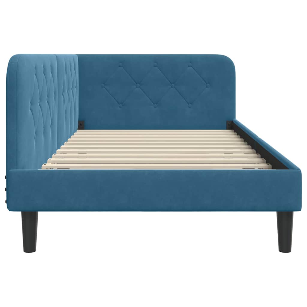 Cadre de lit d'angle Bleu 90 x 190 cm Velours - XIOS