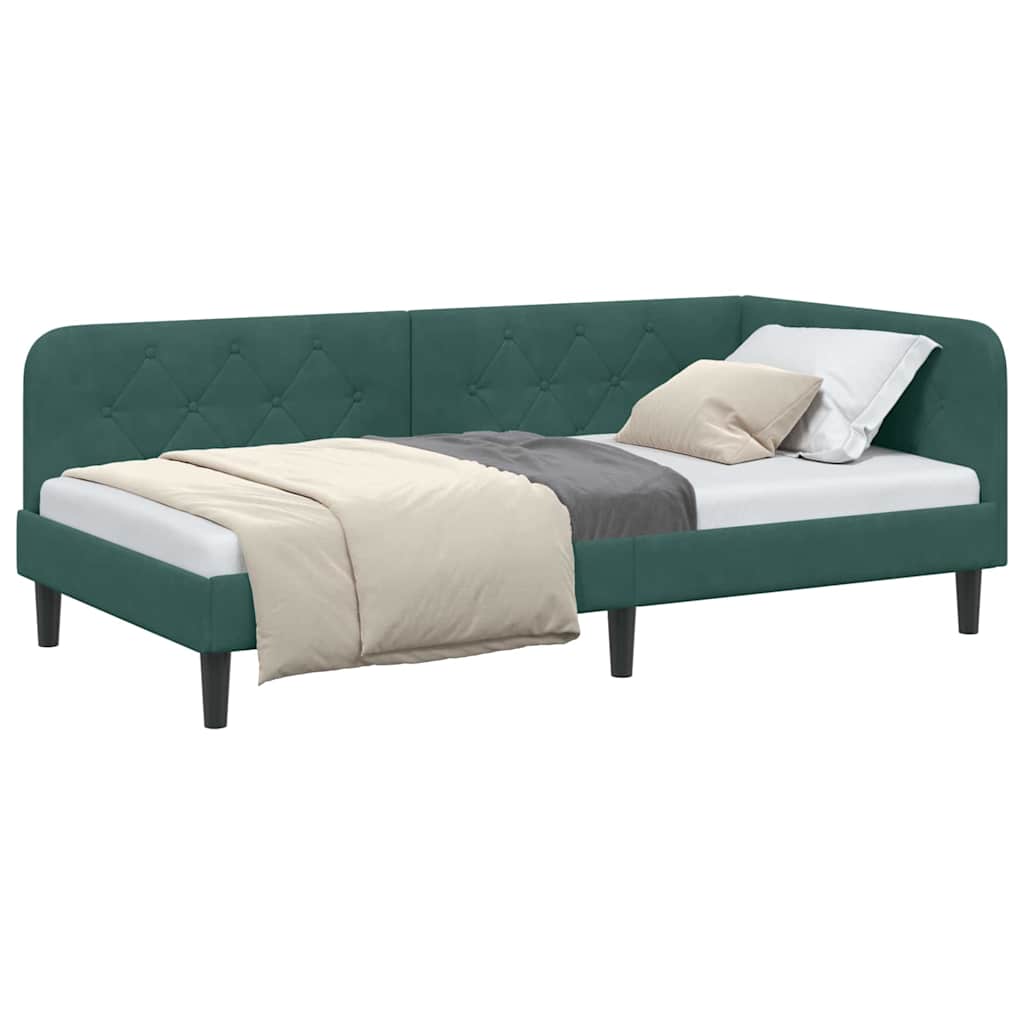 Cadre de lit d'angle Vert foncé 90 x 190 cm Velours - XIOS