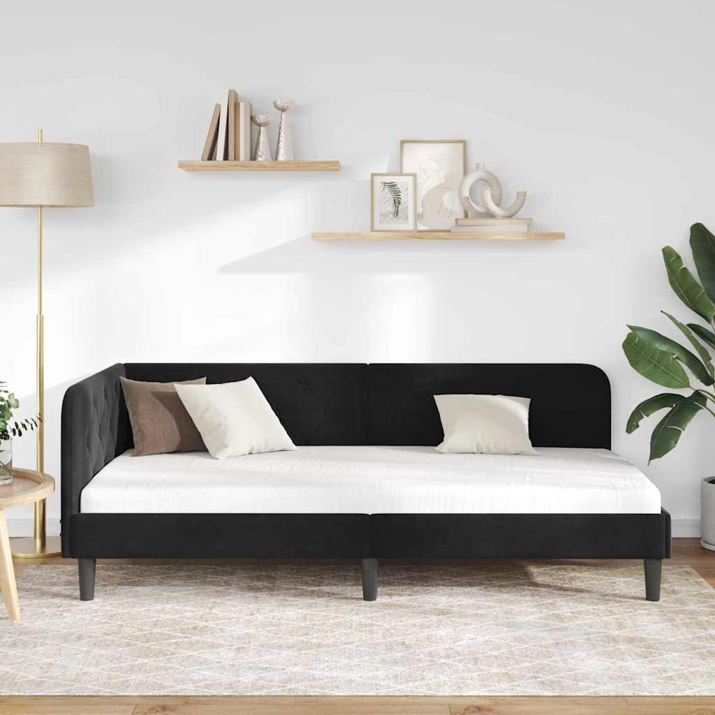Cadre de lit d'angle Noir 90 x 190 cm Velours - XIOS