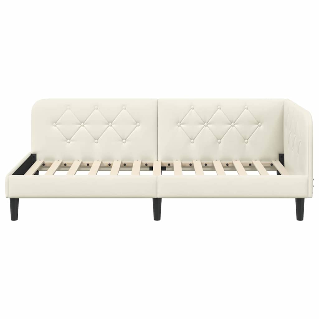 Cadre de lit d'angle avec tête de lit Crème 90 x 190 cm Velours - XIOS