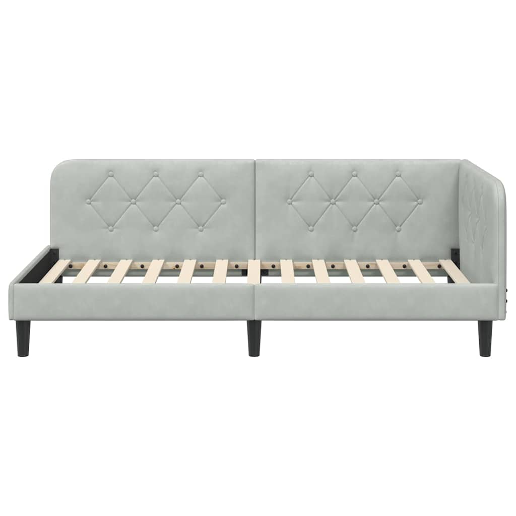 Cadre de lit d'angle Gris clair 90 x 200 cm Velours - XIOS