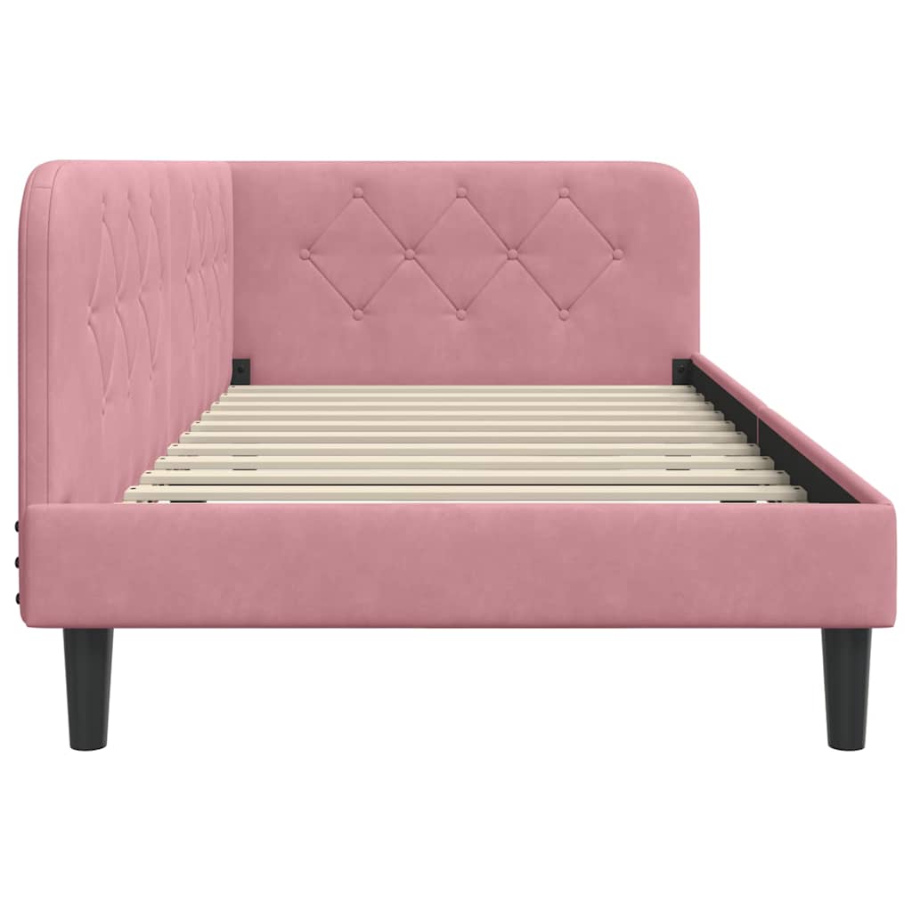 Cadre de lit d'angle Rose 90 x 200 cm Velours - XIOS
