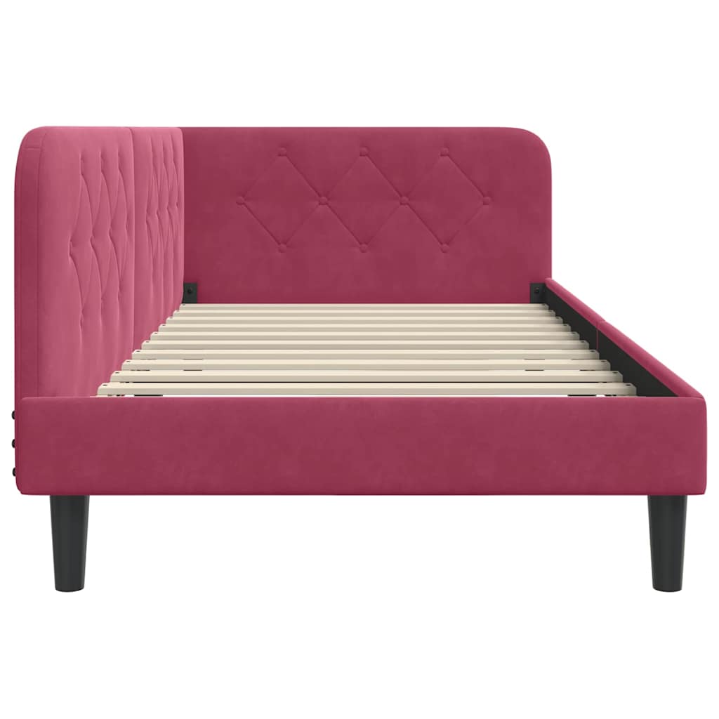 Cadre de lit d'angle Bordeaux 90 x 200 cm Velours - XIOS