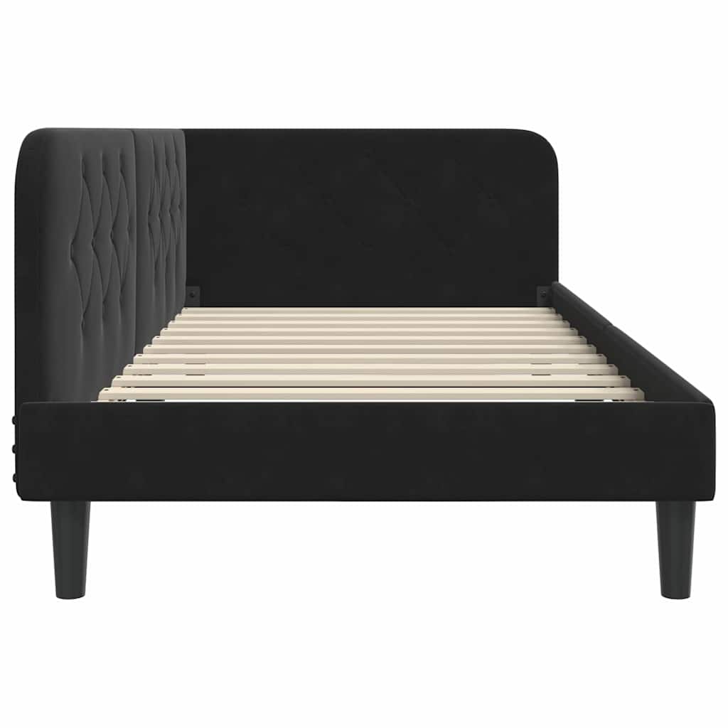Cadre de lit d'angle Noir 90 x 200 cm Velours - XIOS