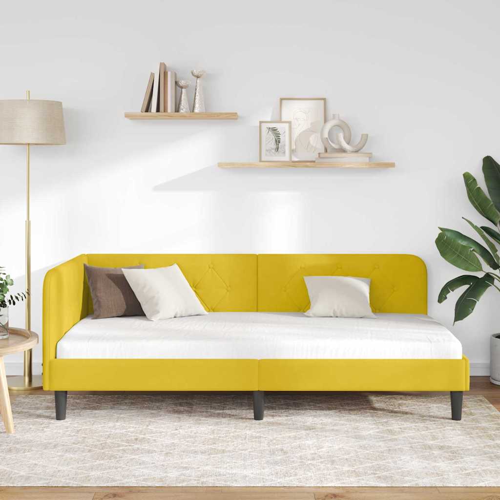 Cadre de lit d'angle Jaune 90 x 200 cm Velours - XIOS