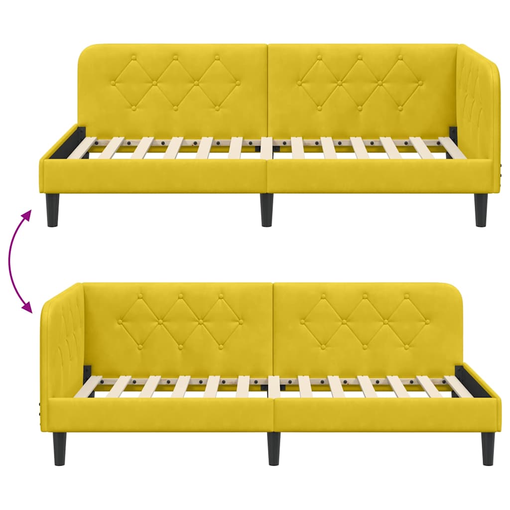 Cadre de lit d'angle Jaune 90 x 200 cm Velours - XIOS