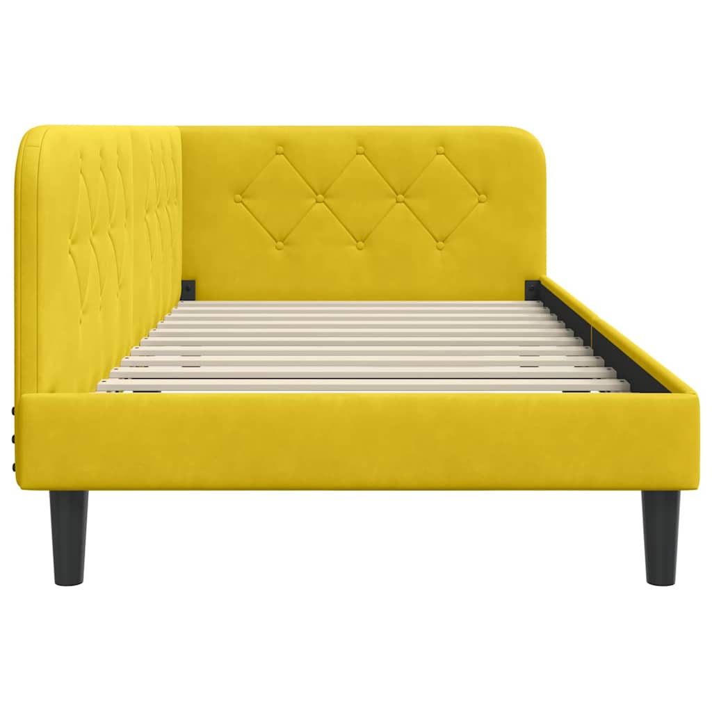 Cadre de lit d'angle Jaune 90 x 200 cm Velours - XIOS