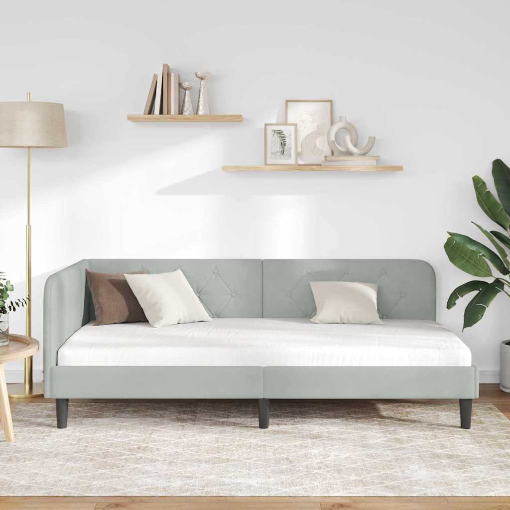 Cadre de lit d'angle Gris clair 100 x 200 cm Velours - XIOS