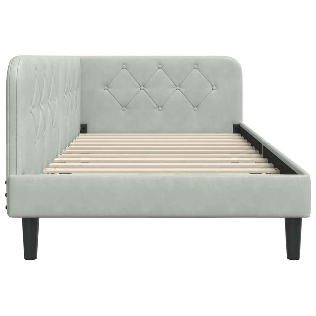Cadre de lit d'angle Gris clair 100 x 200 cm Velours - XIOS