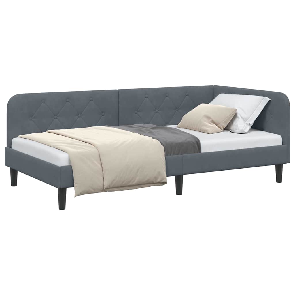 Cadre de lit d'angle Gris foncé 100 x 200 cm Velours - XIOS