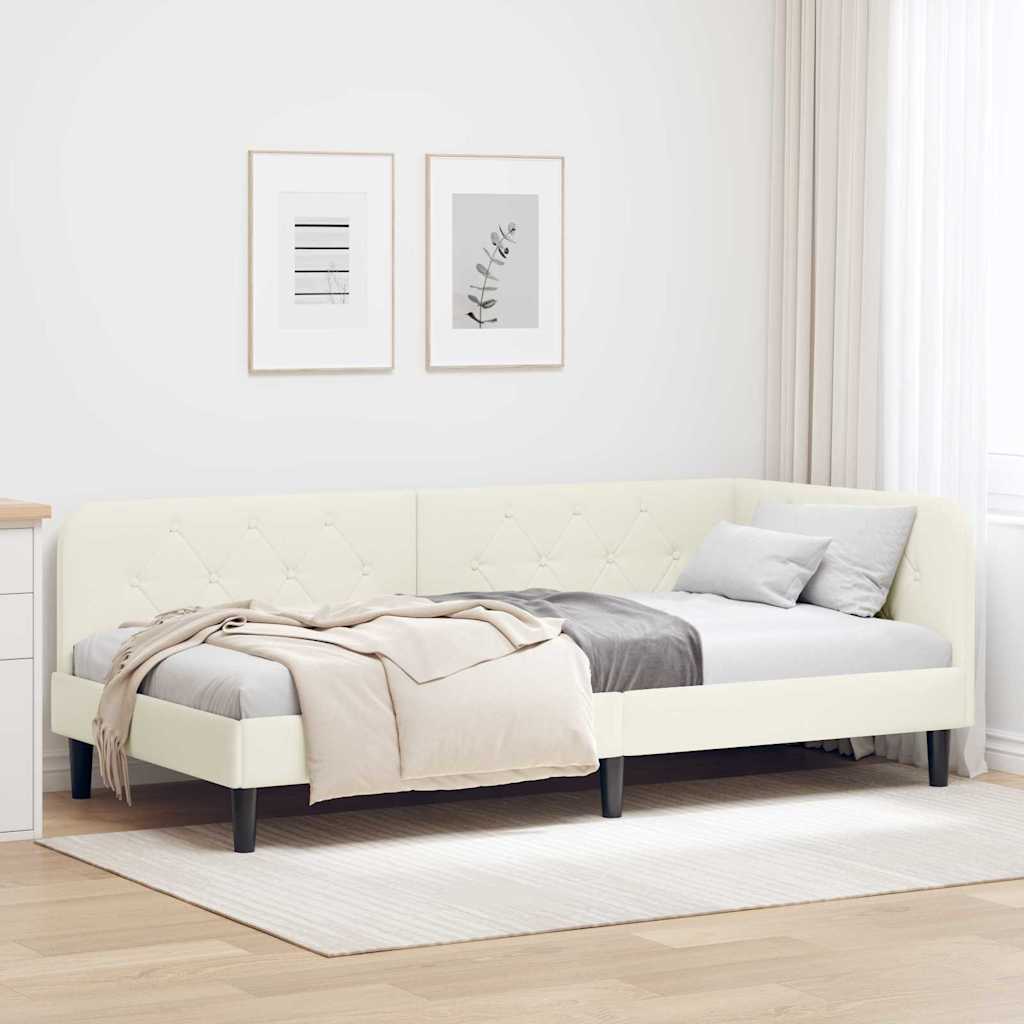 Cadre de lit d'angle Crème 100 x 200 cm Velours - XIOS