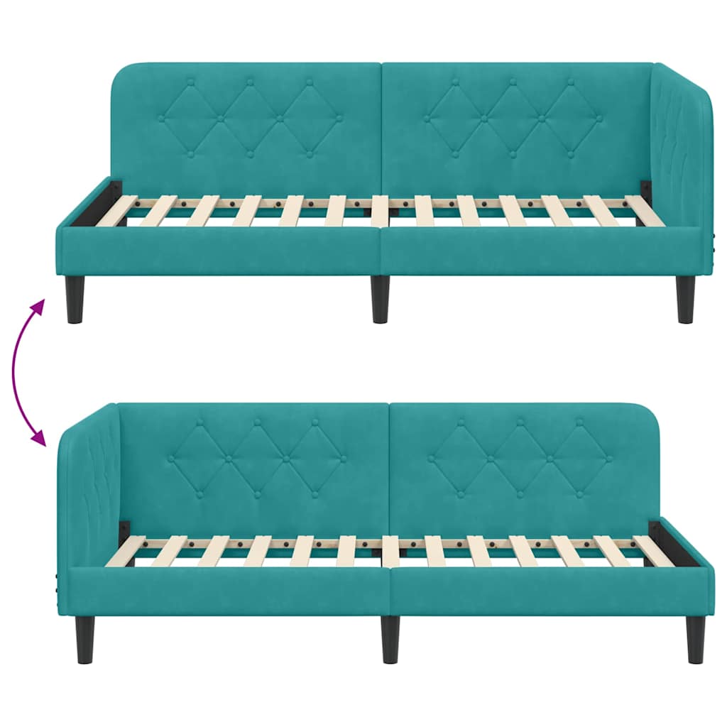 Cadre de lit d'angle Turquoise 100 x 200 cm Velours - XIOS