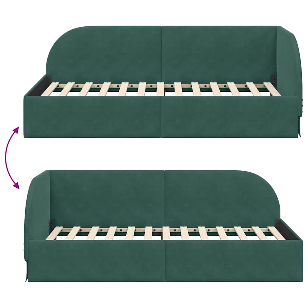 Cadre de lit d'angle Vert foncé 80 x 200 cm Velours - XIOS