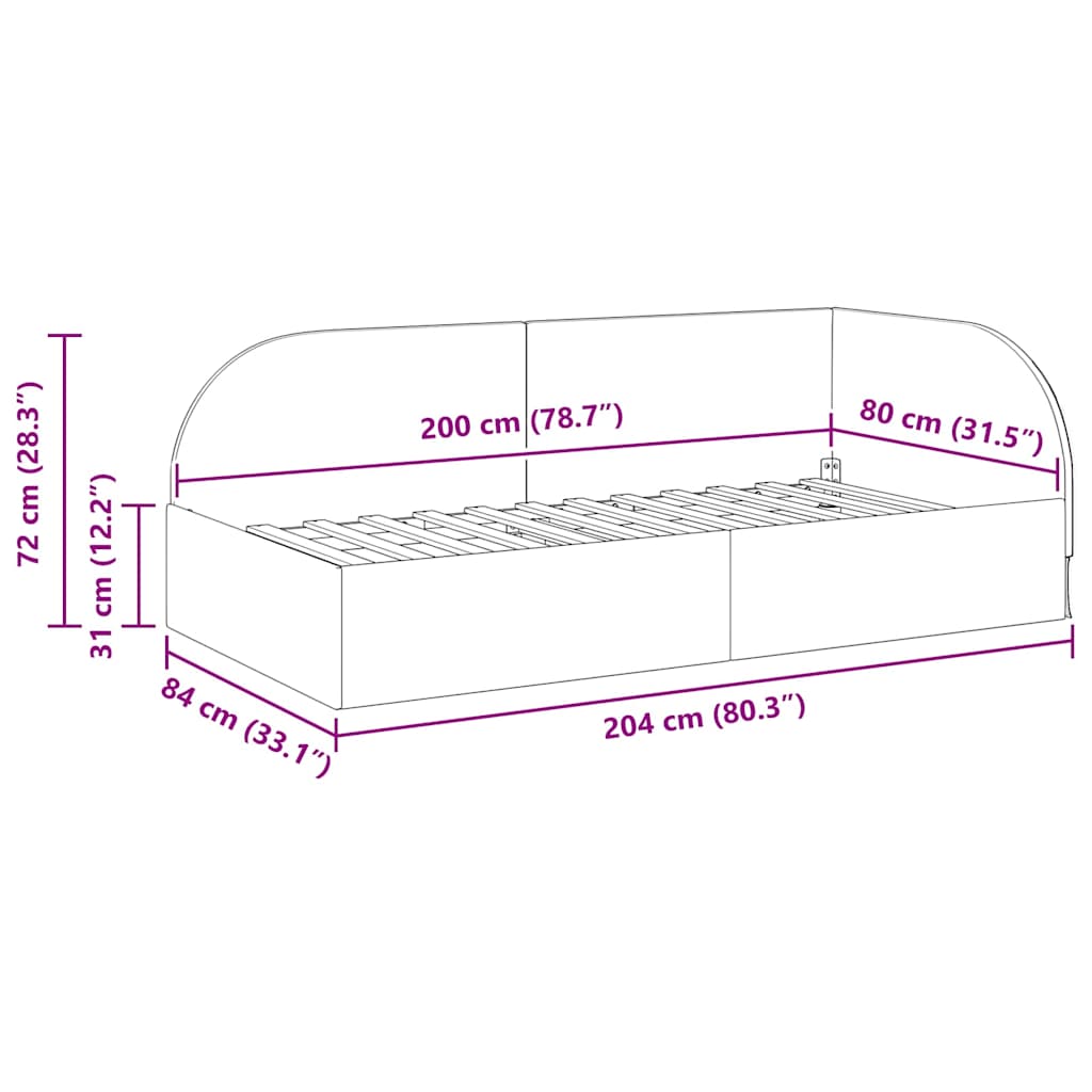 Cadre de lit d'angle avec tête de lit Rose 80 cm x 200 cm - XIOS