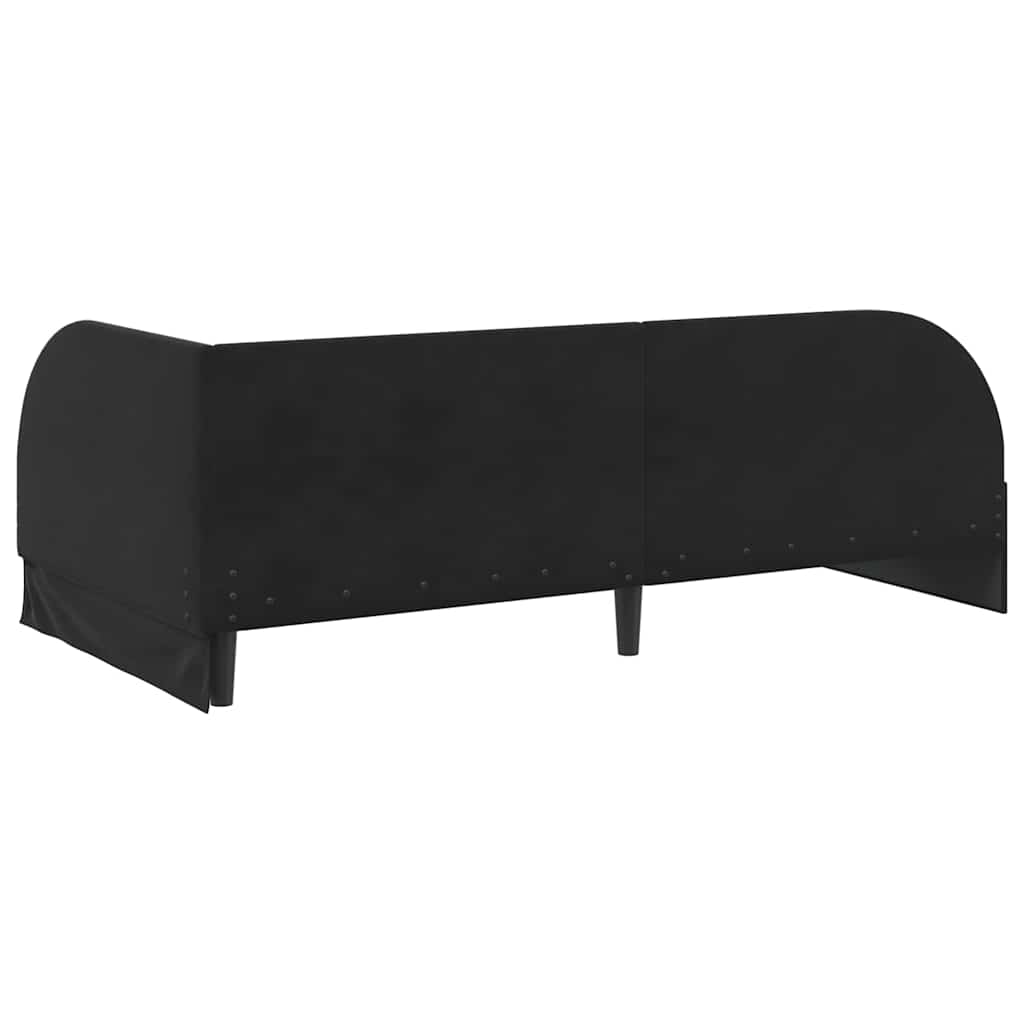 Cadre de lit d'angle avec tête de lit Noir 90 cm x 190 cm tissu - XIOS